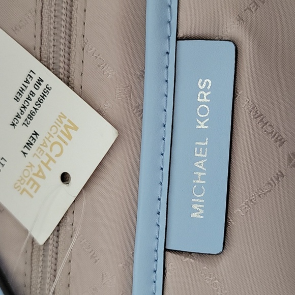 Michael Kors Kenly Lt. Sky blue medium leather backpack - Picture 15 of 16